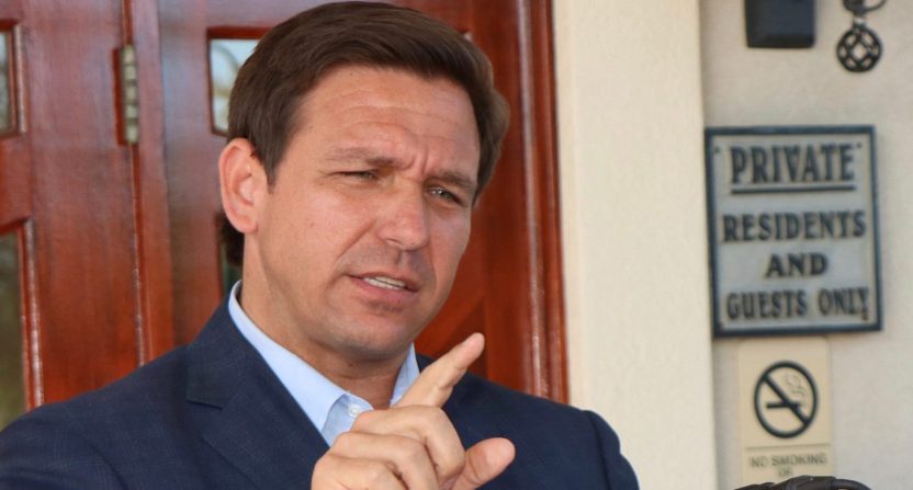 Florida Gov. Ron DeSantis speaks at the Crane Lakes Golf and Country Club in Port Orange on Saturday, March 12, 2021.